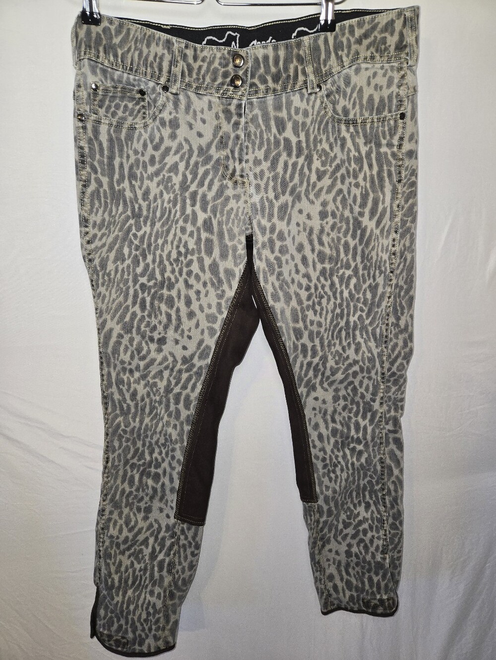 Goode Rider Women's Full Seat Breeches 34 Long Leopard Pattern Jeans Pants
